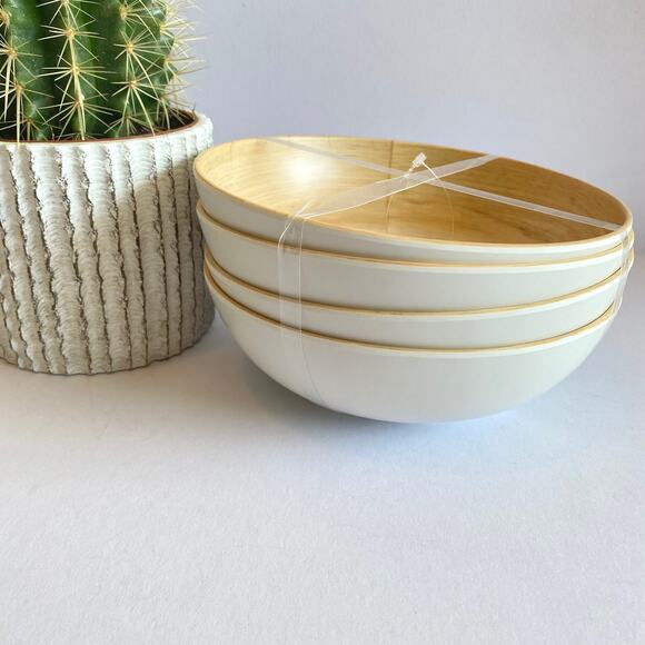 Tommy Bahama light wood plate and bowl set of 8 - Picture 2 of 4